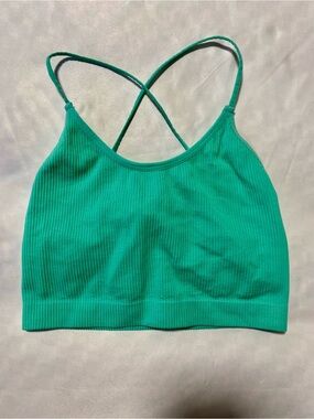 Colsie Ribbed Cross-Strap Bralette - Teal